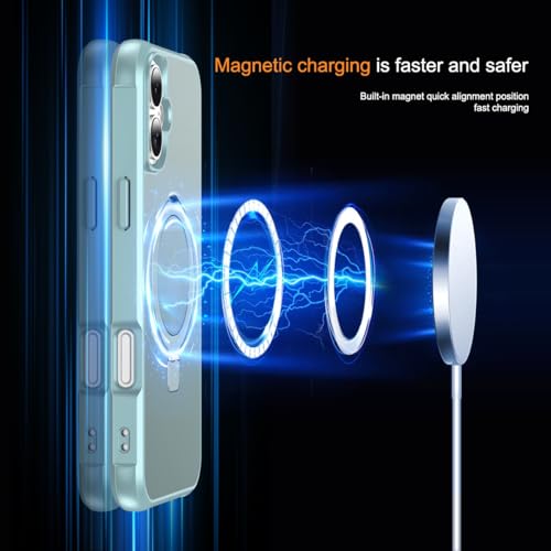 CHAOFEnG Magnetic Compatible with iPhone 16 Case with Stand [Military Grade Drop Tested][Compatible with Magnet] Ring Translucent Slim Hard Back Soft Edge, Teal Green - color: Teal Green, size: iPhone 16