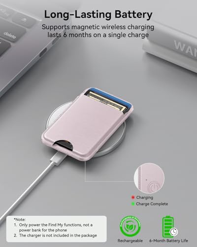 TWZKG for MagSafe Wallet, Works with Apple Find My,5 Card Holder with Stand, Magnetic Phone Wallet for iPhone 17/16/15/14/13/12 Pro Max Plus Air, RFID Blocking Vegan Leather,Pink - color: Findmy Pink