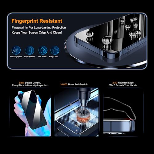 OneFish Screen Protector for iPhone 16 Plus, HD Clarity, 2 Pack | 9H Glass Scratch Resistant , Tempered Film with Installation Frame , Easy Installation , Anti-Fingerprint - size: iPhone 16 Plus