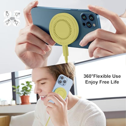 MagSafe Charger 2 Pack 15W Magnetic Wireless Charger Fast Charging Pad Compatible with iPhone 17/16/15/14/13/12 Series & AirPods 3/2/Pro Magnetic MagSafe Charging Pad with Dual Ports-Yellow - color: Yellow, size: 2Pack