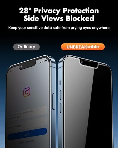 UNBREAKcable 4PCS Screen Protector for iPhone 13 Pro - 2 Privacy Tempered Glass+2 Clear Glass Double Shatterproof [Installation Frame] [9H Hardness] [Case Friendly] Anti-Scratch for iPhone 6.1 inch - size: iPhone 13 Pro
