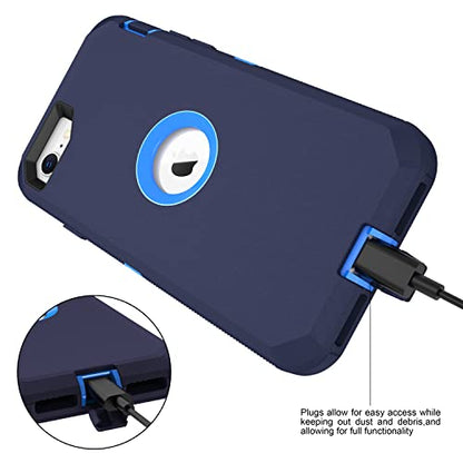 MXX Case Designed for iPhone SE Case 2020 /SE 2022 Heavy Duty Protective Case with Screen Protector [3 Layers] Rugged Rubber Protection Cover & Rotating 360 Degree Belt Clip SE 3rd/2nd Gen (Blue) - color: Blue