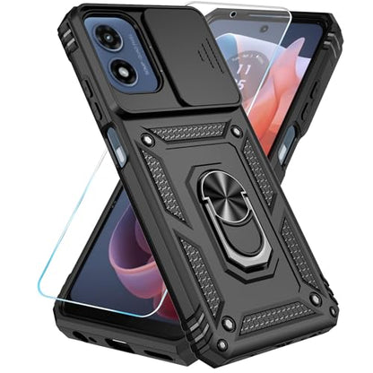 SunStory for Motorola Moto G Play 4G 2024 Case with Kickstand,Black - color: Black