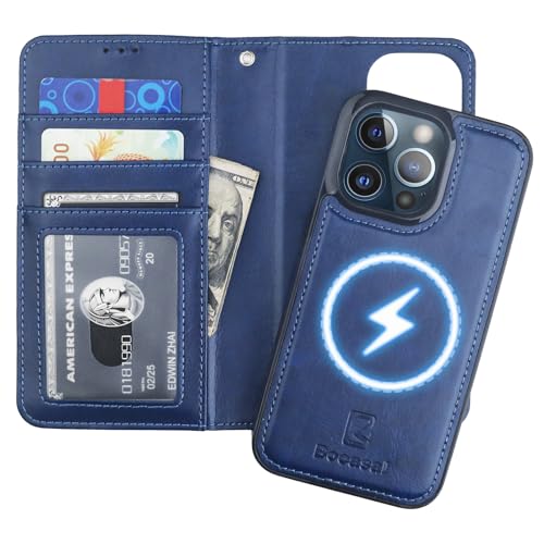 Bocasal for MagSafe Wallet Case Card Holder for iPhone 13 Pro, Blue - color: Blue for MagSafe