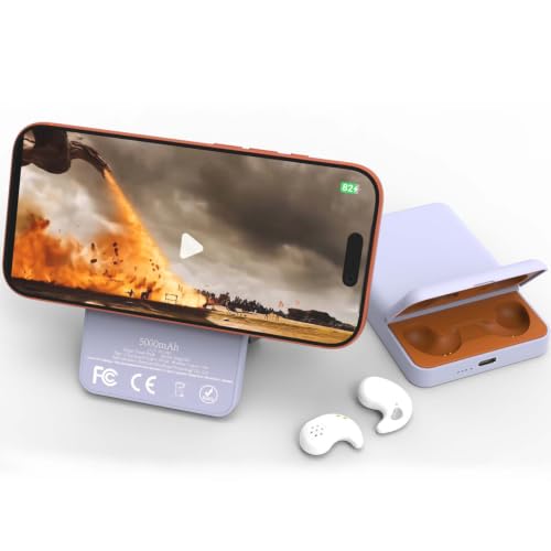 3-in-1 Magnetic Wireless Power Bank 5000mAh, Purple - color: Purple