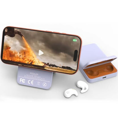 3-in-1 Magnetic Wireless Power Bank 5000mAh, Purple - color: Purple
