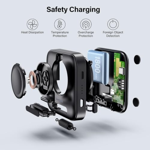 Portable Charger for Samsung Watch 8/Ultra/7/6, 1800mAh Charger for Travel - color: Black