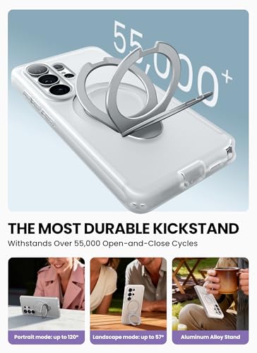 i-Blason for Samsung Galaxy S26 Ultra Case MagSafe with Ring Stand, 360° Full-Body with Built-in Screen Protector, 2-in-1 Kickstand/Ring Holder, Anti-Yellowing Slim Shockproof Phone Case, Frost Clear - color: Frost Clear