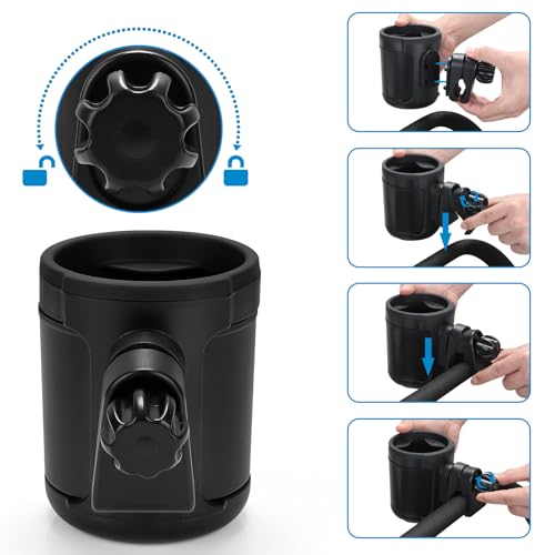 Accmor Stroller Cup Holder, Drinks Holder Bike Walker Wheelchair - color: Expandable Drinks Holder-Black