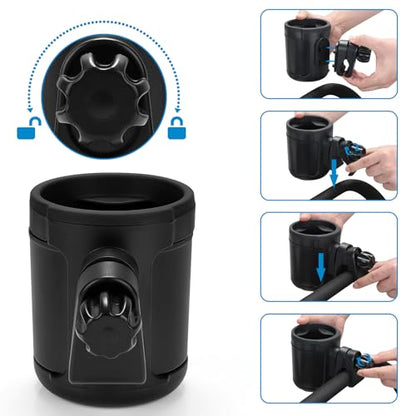 Accmor Stroller Cup Holder, Drinks Holder Bike Walker Wheelchair - color: Expandable Drinks Holder-Black