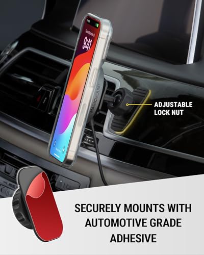 Scosche MPQMRDV MagicMount Charge Pro Qi2 MagSafe Car Mount Charger, 15W Fast Magnetic Wireless Charging Phone Holder for Dashboard/Vent Compatible with iPhone 16/15/14/13/12 Pro Max Plus, Samsung S25 - size: Circle, style: Dash/Vent