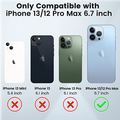 Caka for iPhone iPhone 13 & 12 Pro Max Case with Stand & Camera Cover | Belt Clip Holster, 360° Rotated Kickstand, Sliding Camera Lens Cover, Heavy Duty Hard Shockproof Rugged Phone Cover