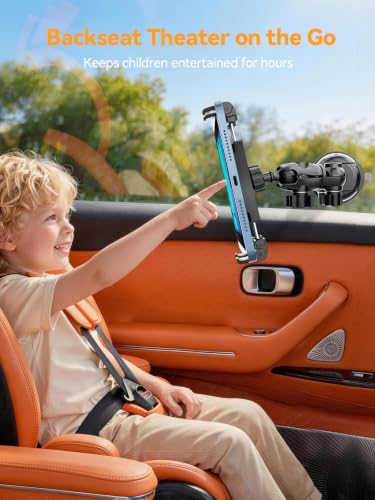 OHLPRO Heavy Duty Tablet Holder for Car Windshield, 90mm Large Suction Cup Mount, 360° Rotating Aluminum Arm iPad Holder for Truck, SUV, Semi & Boat, Fits 4.7–13" iPad Pro/Air/Mini, Galaxy Tab