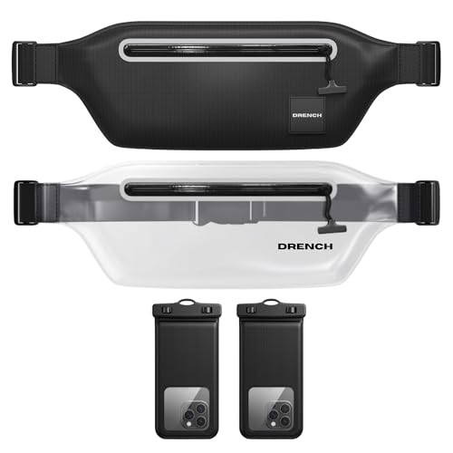 Drench underwater photography pouch – Black + Clear Waterproof Fanny Pack Bundle, 2 Submersible Phone Pouches + Floating Cases