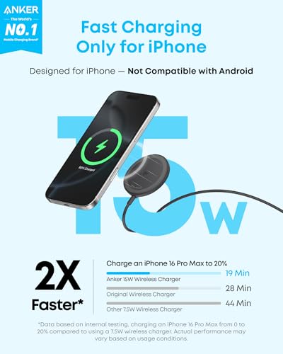 Anker Zolo MagSafe-Compatible Wireless Charger with Qi2 15W Fast Charging - color: Black, size: 1 Pack