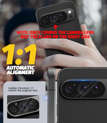 Orzero (3 Pack) Camera Lens Protector Compatible for Google Pixel 9 Pro 6.3 inch (Not for XL Model) Protector de Cámera Case Friendly Tempered Glass 9H High Definition Microphone Cutout Anti-Scratch - size: Google Pixel 9 Pro 6.3 inch