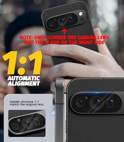 Orzero (3 Pack) Camera Lens Protector Compatible for Google Pixel 9 Pro 6.3 inch (Not for XL Model) Protector de Cámera Case Friendly Tempered Glass 9H High Definition Microphone Cutout Anti-Scratch - size: Google Pixel 9 Pro 6.3 inch