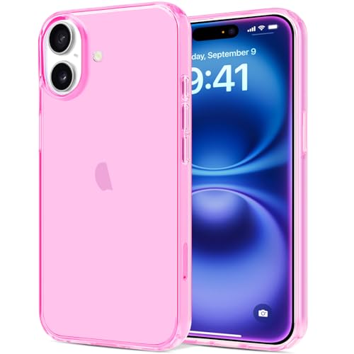 JJGoo Designed for iPhone 16 Case Clear, Pink Soft Transparent TPU Cover, Slim Thin Shockproof Phone Case for iPhone 16 6.1-Inch - color: Pink, size: for iPhone 16