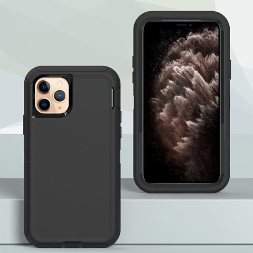 Case for iPhone 12 Pro Max, Heavy-Duty Tough Rugged Shockproof Drop Protective Cover Phone Cases, Black - color: Black+Black, size: iPhone 12 Pro Max