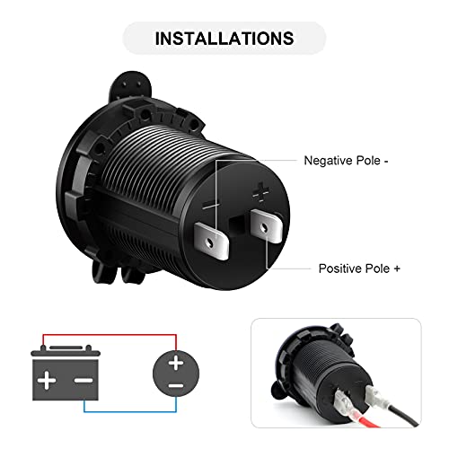 12V Cigarette Lighter Socket, 2 Pack Car Marine Motorcycle ATV RV Lighter Power Outlet Socket Replacement 12 Volt Waterproof Plug(Blue) - color: blue