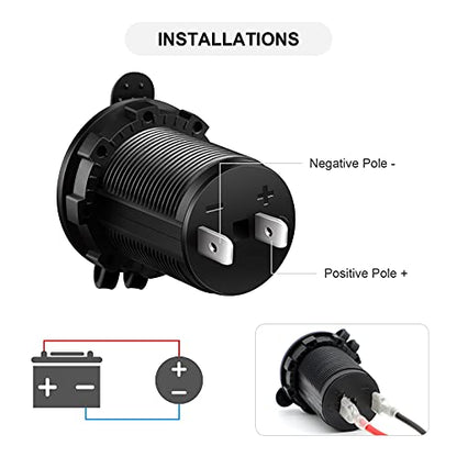 12V Cigarette Lighter Socket, 2 Pack Car Marine Motorcycle ATV RV Lighter Power Outlet Socket Replacement 12 Volt Waterproof Plug by ZHSMS - color: Black