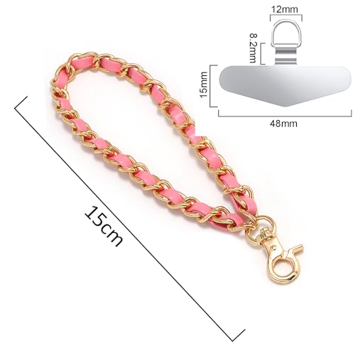 TENOC Universal Metal Phone Wrist Strap/Crossbody Chain - color: W-pink