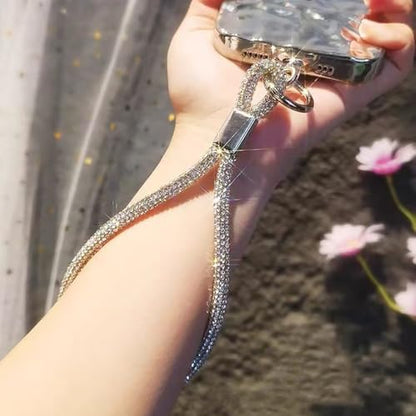 RUIYDZ 4pcs Luxury Diamond Phone Wrist Strap, Cell Phone Lanyards for Women, Short Phone Lanyard with Phone Tether Tab, Glitter Phone Strap Wrist Lanyard, Multicolor, Gold, Silver, Black
