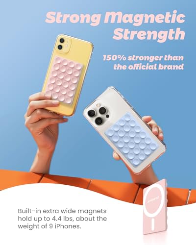 amBand Magnetic Suction Phone Mount for MagSafe Case, Silicone Octo Cup Buddy Sticky Grip Holder for iPhone, Removable Hands-Free Selfie/Video for TikTok Influencers, Women Gift, Light Pink - color: Light Pink