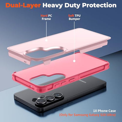 zapica Designed for Samsung Galaxy S26 Ultra Case, Light Pink | Military Grade Drop Protection, Dual Layer Structure Design, Heavy Duty Shockproof Non-Slip Phone Cover - color: Light Pink, size: Samsung Galaxy S26 Ultra 6.9''