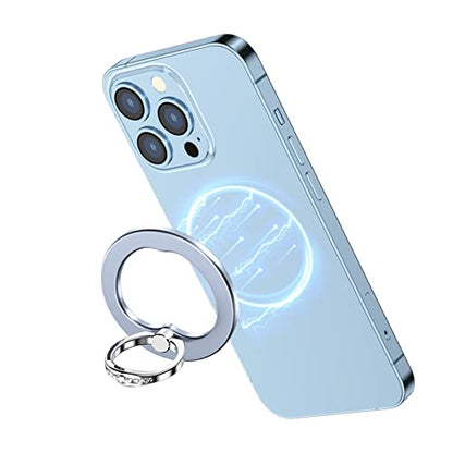 Magnetic Phone Ring Grip for MagSafe Phone Grip Finger Ring Holder Stand - color: Light Blue