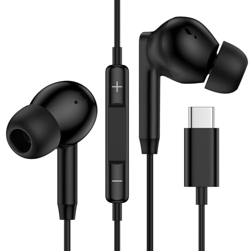 USB C Samsung Earbuds Wired for Samsung Galaxy A57 A37 S26 Ultra S25 Edge - color: Black