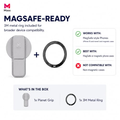 Mass Planet MagSafe Phone Grip, Slim Foldable Holder - Titanium - color: Titanium