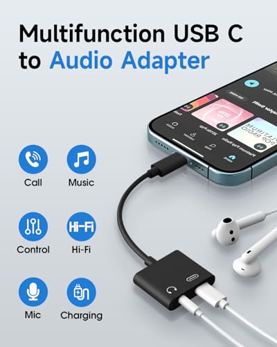 Criello USB C to 3.5mm Headphone and Charger Adapter 2 Pack - color: Black, size: 2 Pack