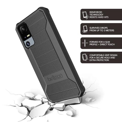 BELTRON Phone Case for Jitterbug Smart 4, Slim Industrial Strength Protective Grip Case with Reinforced Technology for TCL 40XL / Lively Jitterbug Smart4 (Black) - color: Black