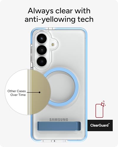 ZAGG Santa Cruz Snap Samsung Galaxy S26+ Case with Kickstand - ICY Blue, Magnetic Crystal Clear Protective Phone Cover, 13ft Drop Protection, Graphene Reinforced, Slim Case with Stand - color: Icy Blue, size: Samsung Galaxy S26 Plus