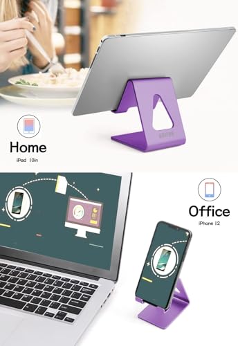 Aoviho Cell Phone Stand for Desk, Aluminum Phone Holder,Purple - color: Purple