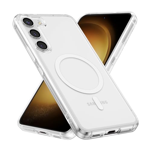 RALEAVO for Samsung Galaxy S23 Case Clear Magnetic Phone Case [Compatible with MagSafe] Slim Transparent Acrylic Hard Back Case Cover Military Drop Protection Case, Clear - color: Magnetic & Clear, size: S23