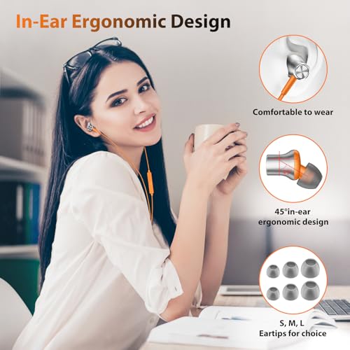 COOYA USB C Headphones for iPhone 17 18 Pro Max/iPad Wired Earbuds Orange - color: Orange