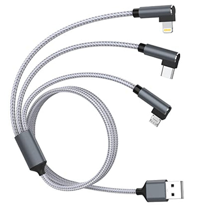 Multi USB Cable, 3 in 1 Multi Charging 90 Degree Universal Charging Cable with Phone/Micro/USB Type C Nylon Multi Charging Cable for Phone 16/15/14, Samssung, Huawei, Xiaomi, Laptop Tablet 1.8m