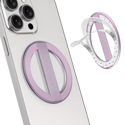 AirLoop Ultra Thin Phone Grip with Soft Elastic Finger Strap, Strong Adhesive with Double-Sided Magnetic Ring Holder Loop, Ultra Light Accessories for Phone (Purple) - color: Purple