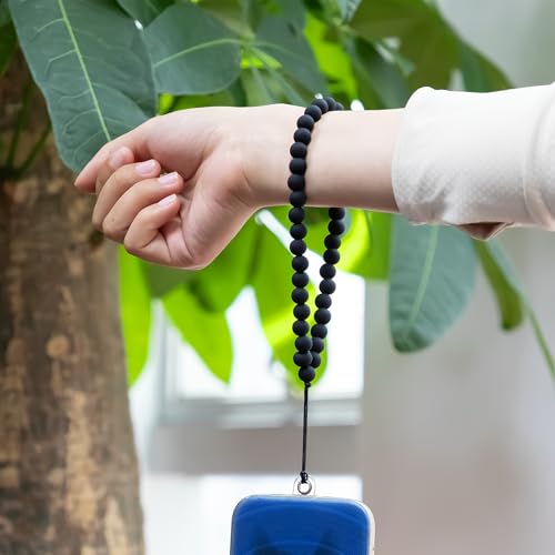 Candy Small Crossbody Bag with Charms, Beaded Phone Wrist Strap Bundle, Cellphone Purse and Hands-Free Wristlet Bracelet (Black) - color: Black