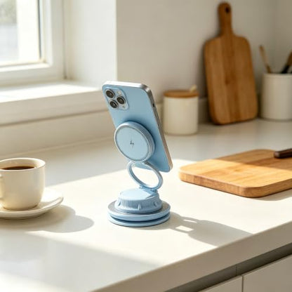 Blue 15W Fast Wireless Car Charger, Magnetic Dashboard Phone Holder - color: blue