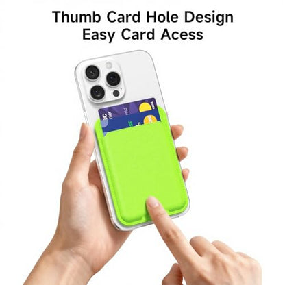 oakxco Phone Wallet Stick On, Slim Thin Adhesive ID Credit Card Holder Wallet Pocket Back of Phone Case, Hard Shell Plastic Sleeve Sticky Card Wallets Pouch for iPhone Samsung Pixel, Neon Green - color: Neon Green