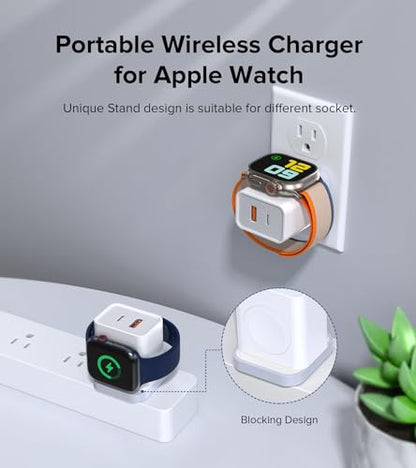 [3 in 1] USB C Charger Block for Apple Watch Charger Magnetic Fast Charging - color: White