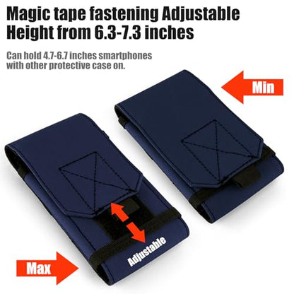 Tactical Molle Phone Holster Pouch, Universal Belt Waist Bag for iPhone 17 Pro Max/17 Pro/17/16 Pro Max/15 Pro Max/14 Pro Max/13/12, Samsung S25 Ultra/S24/S23, Size L - color: Deep Blue(2 Pack)