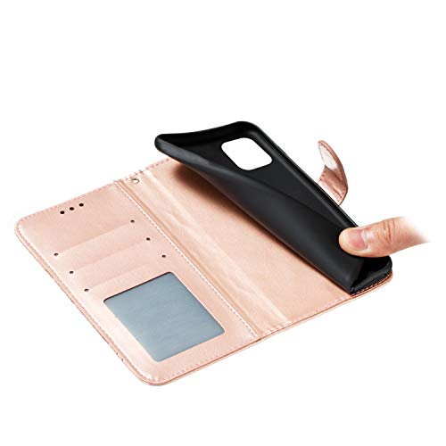 EYZUTAK Case for iPhone 14 Plus, Premium PU Leather Magnetic Flip Wallet Case with Card Holder Cash Slot Lanyard Strap Kickstand Function Embossed Mandala Flower Pattern Shockproof Cover - Rose Gold - color: Rose Gold, size: iPhone 14 Plus