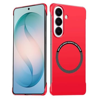 Frameless Slim Case for Samsung Galaxy S26 Plus, Silky Touch, Hard PC Matte Back, Exposed Sides Compatible with Mag-Safe, Anti-Scratch Shockproof Protective Cover for Samsung S26 Plus 5G (Red) - color: Red