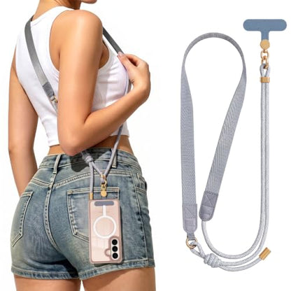 Phone Lanyard Crossbody Adjustable Strap for Travel Outdoor Grey - color: Grey