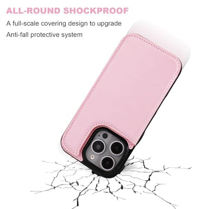 ONETOP for iPhone 16 Pro Wallet Case with Credit Card Holder,Pink | Kickstand,ID/Cash Holder,Case Wallet with Card Slots,Double Magnetic Clasp,Durable PU Leather Shockproof Cover for Women Men - color: Pink