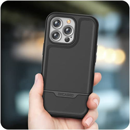 Encased Rebel Designed for iPhone 13 Pro Max Belt Clip Case (2021) Protective Shockproof Case with Holster (Black) - color: Black, size: iPhone 13 Pro Max